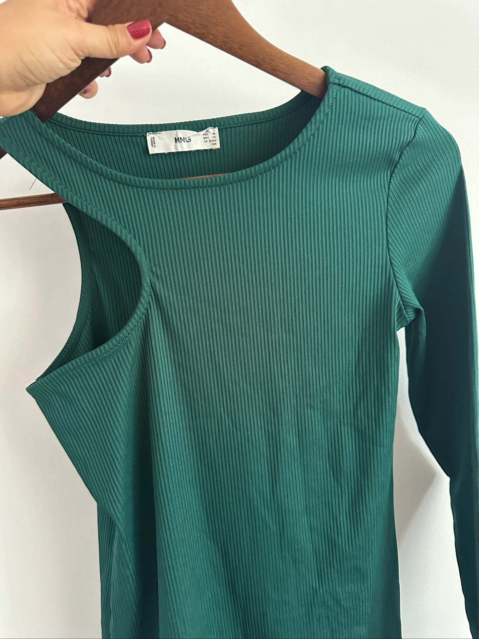 Asymmetrische uitgesneden flesgroene top Mango XS – photo 3